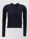 Max Mara Knit Cardigan Long Sleeves Ribbed Hem In Blue