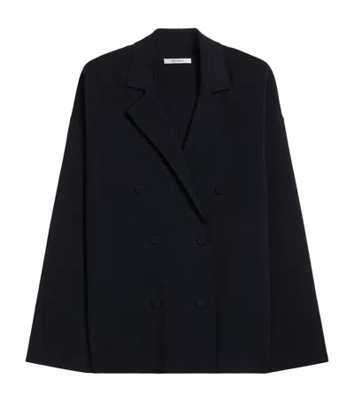 Max Mara Knit Double-breasted Blazer In Blue