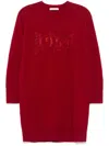 Max Mara Wool-cashmere Embellished Mini Dress In Rosso