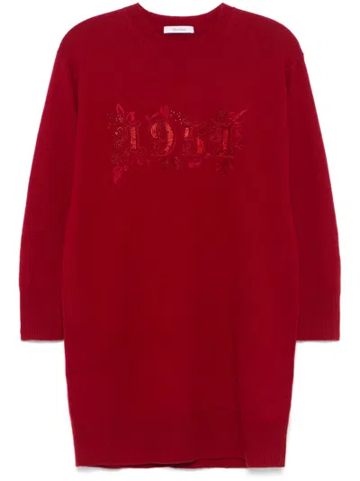 Max Mara Knit Dress Of Wool And Cashmere In Rosso