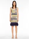 Max Mara Knit Dress With Fringe In Light Grey