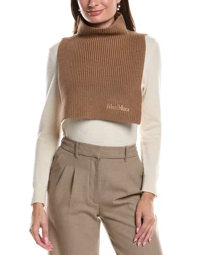 Max Mara Knit Jersey Wool Scarf In Brown