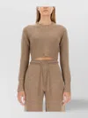 Max Mara Knit Long Sleeve Cropped Top In Brown