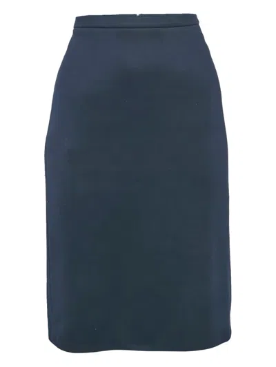 Pre-owned Max Mara Knit Midi Pencil Skirt In Blue