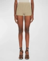 Max Mara Ribbed Fisherman's Knit Cotton Shorts In Kaki