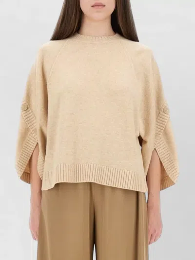Max Mara Knit Shirt Button Detail Oversized Raglan Sleeves In Neutral