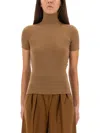 Max Mara Camel Wool Turtleneck In Brown