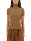 Max Mara Camel Wool Turtleneck In Brown