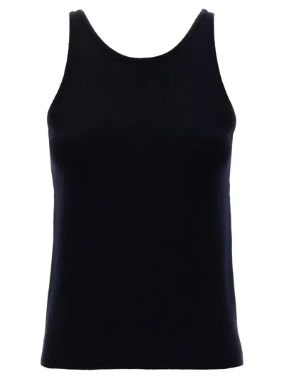 Max Mara Virgin Wool Knit Tank Top In Blue