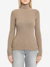 Max Mara Wool And Cashmere High Neck Knit Top In Brown