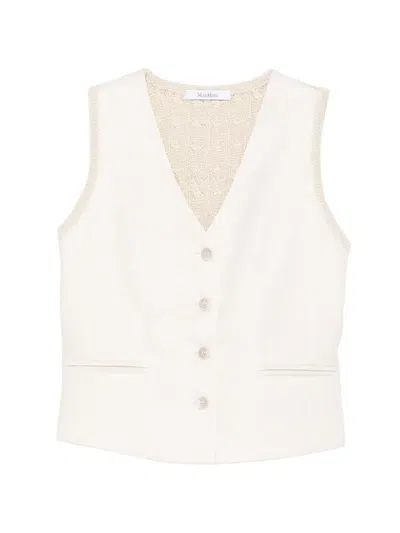 Max Mara Linen Vest With Four Buttons For Women - Ss26 In Neutral
