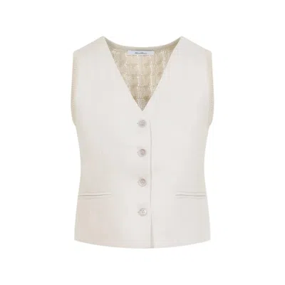 Max Mara Knit-panel Waistcoat In White