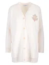 Max Mara Textured Knit Cardigan With V-neckline And Button-down Front In White