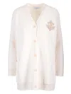 Max Mara Textured Knit Cardigan With V-neckline And Button-down Front In White