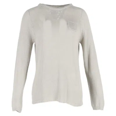 Max Mara Knitted Crewneck Sweater In Grey Linen In White