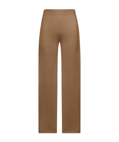 Max Mara Knitted Fine Wool Trousers In Brown