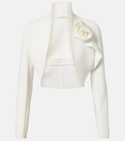 Max Mara Knitted Floral-appliqué Shrug In White