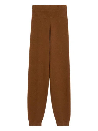 Max Mara Knitted High-waisted Trousers In Brown