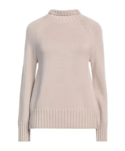 Max Mara Knitted High-neck Sweater In Beige
