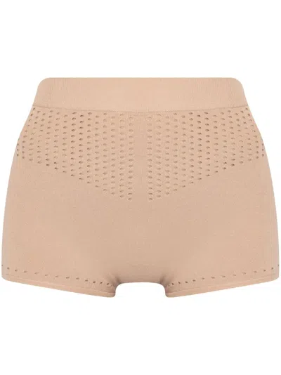 Max Mara Knitted Hight-waited Shorts In Brown