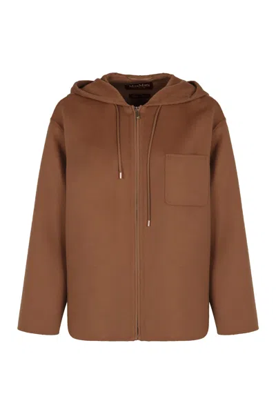 Max Mara Knitted Hoodie In Brown