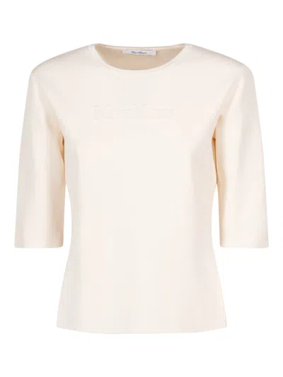 Max Mara Knitted Jersey Short-sleeved Top In Neutral