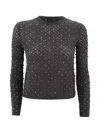 Max Mara Knitted Jumper In Wool And Embroidered Mohair Yarn In Black