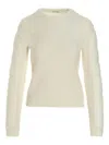 Max Mara Round Neck Long-sleeved Sweater In White