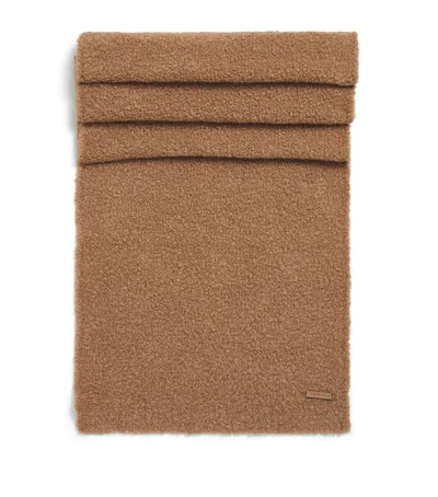 Max Mara Knitted Logo-patch Scarf In Brown