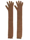 Max Mara Brown Knitted Solid Gloves In Brown