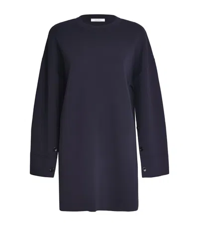 Max Mara Knitted Long-sleeve Mini Dress In Navy