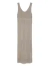 Max Mara Knitted Maxi Dress In Grey