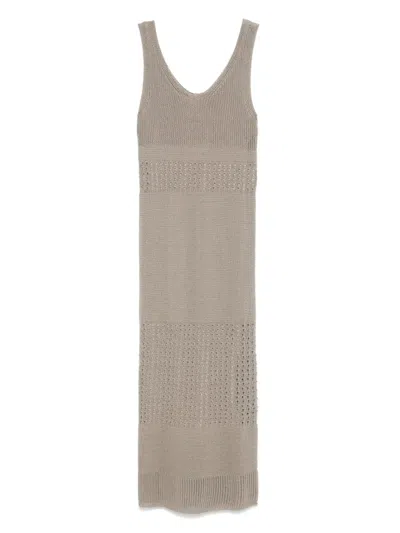 Max Mara Knitted Maxi Dress In Grey