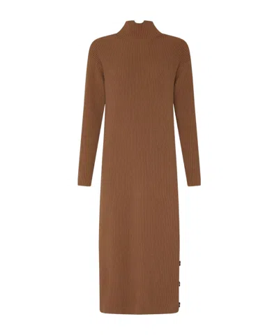 Max Mara Knitted Mid-length Dress In Cammello