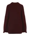 Max Mara Knit Mini Dress High Neckline In Burgundy