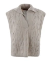 Max Mara Knitted Polo Shirt In Gray