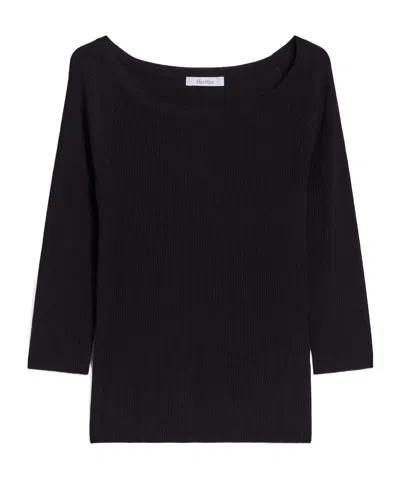 Max Mara Knitted Ship Collar Sweater In Black
