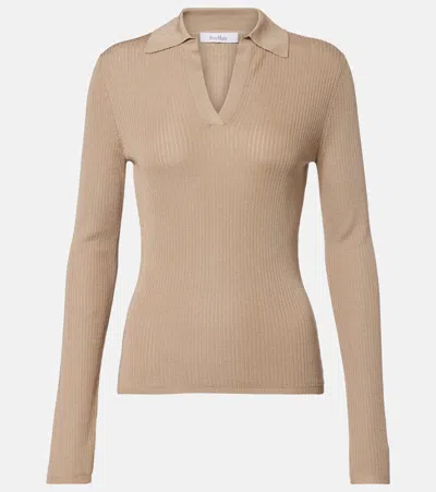 Max Mara Knitted Silk And Cashmere Top In Brown