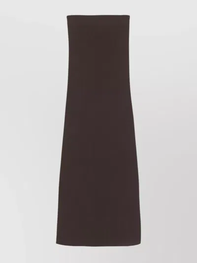 Max Mara Knitted Skirt With Ribbed Detailing And Stretch Fit In Brown