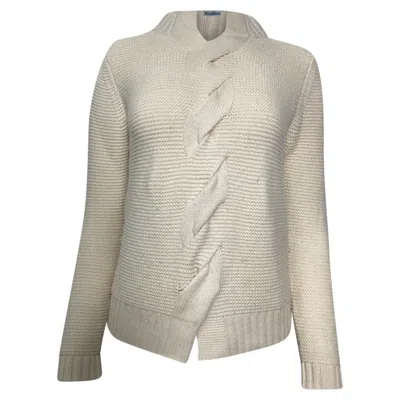 Max Mara Knitted Sweater In Cream Wool In White