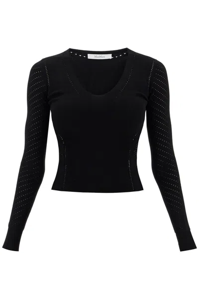 Max Mara Knitted Sweater With Perforated Details ' In Black
