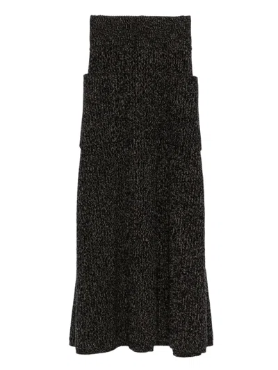 Max Mara Knitted Tiered Skirt In Black