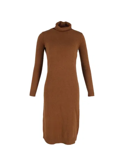 Pre-owned Max Mara Knitted Turtleneck Dress In Brown