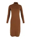 Max Mara Knitted Turtleneck Dress In Brown Wool In Brown