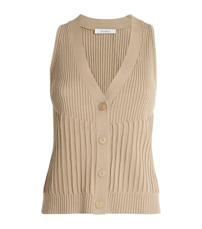 Max Mara Knitted Waistcoat In Beige