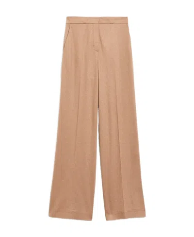 Max Mara Knitted Wide-legged Casual Pants In Nude