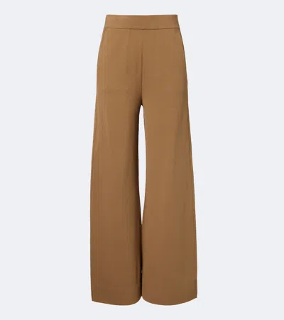 Max Mara Knitted Wide-leg Pants In Brown