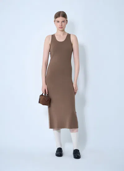Max Mara Knitted Wool Midi Dress In Brown