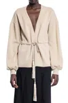 Max Mara Tiberio Belted Virgin Wool Cardigan In Beige
