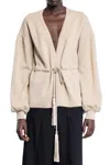 Max Mara Tiberio Belted Virgin Wool Cardigan In Beige